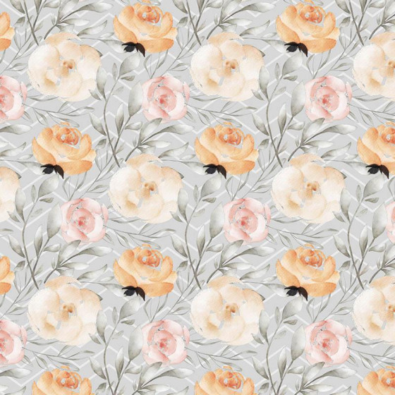 FLOWERS AND LEAVES pat. 7 / grey