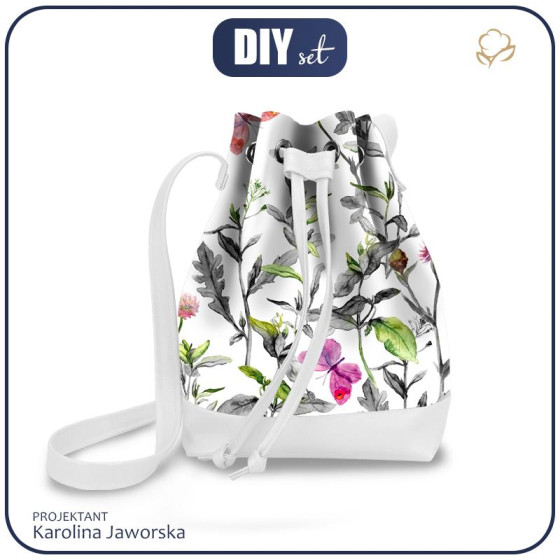 BUCKET BAG - MEADOW / butterflies - white