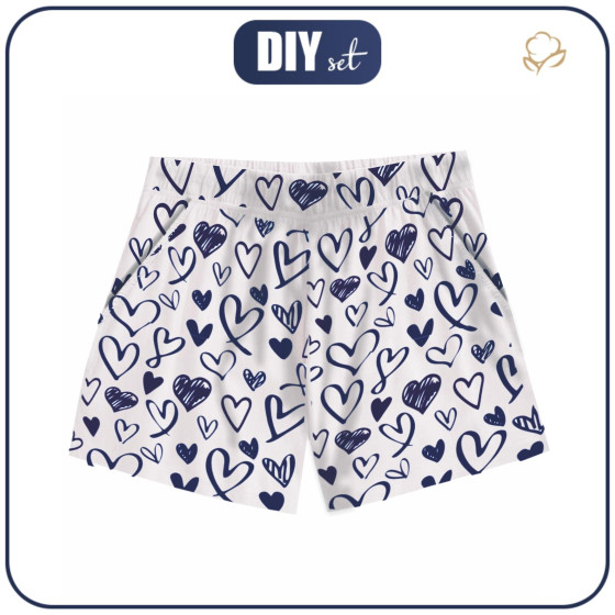 PAJAMAS-SHORTS "LINDA" - HEARTS / navy - sewing set