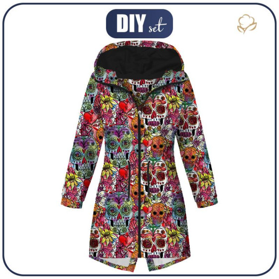 WOMEN'S PARKA (ANNA) - SKULLS pat. 4 / colorful (DIA DE LOS MUERTOS) - softshell