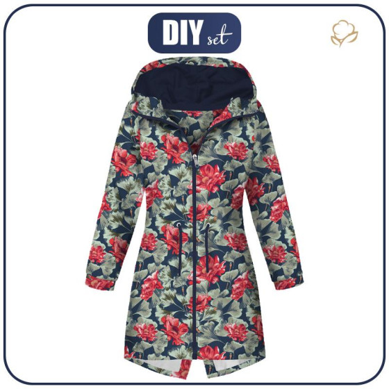 WOMEN'S PARKA (ANNA) - RED POPPIES (RED GARDEN) - softshell