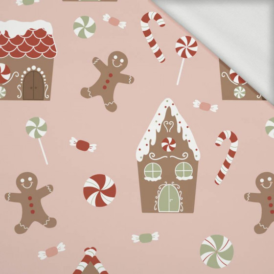 GINGERBREAD HOUSE (CHRISTMAS GINGERBREAD) / dusky pink - looped knit fabric