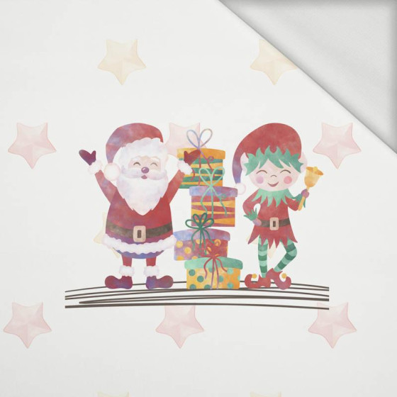 SANTA CLAUS AND ELF / presents (CHRISTMAS FRIENDS) - panoramic panel looped knit 