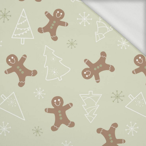 GINGERBREAD MAN (CHRISTMAS GINGERBREAD) / PISTACHIO - looped knit fabric