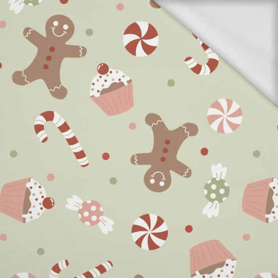 CHRISTMAS CANDIES (CHRISTMAS GINGERBREAD) / PISTACHIO - looped knit fabric