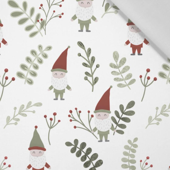 DWARFS AND FERN (FOREST DWARFS) / WHITE - Cotton woven fabric