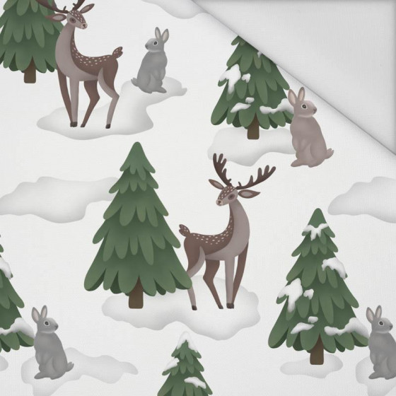 DEERS AND BUNNIES (IN THE SANTA CLAUS FOREST) - Waterproof woven fabric