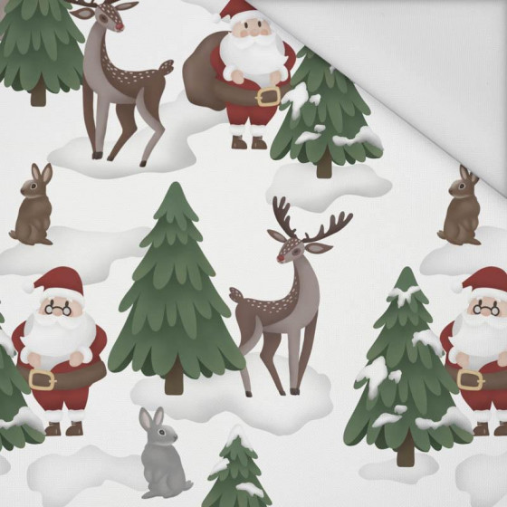 SANTA CLAUS  AND DEERS (IN THE SANTA CLAUS FOREST) - Waterproof woven fabric