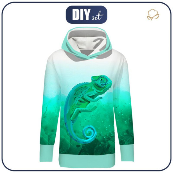 LONG WOMEN’S HOODIE (MEGI) - CHAMELEON - looped knit fabric 