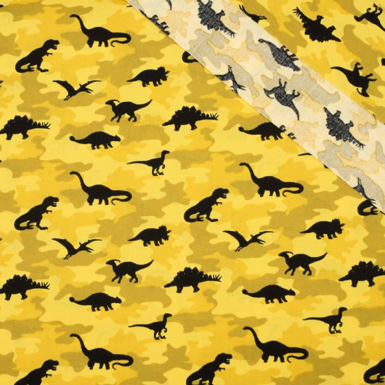 MINI DINO / CAMOUFLAGE YELLOW - POPLIN 100% cotton 