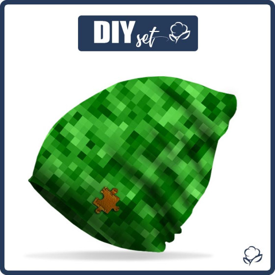 "Beanie" cap - PIXELS pat. 2 / green / Choice of sizes