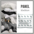 CUSHION PANEL - REINDEERS / grey stripes