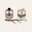 TWO OWLS / beige - panel