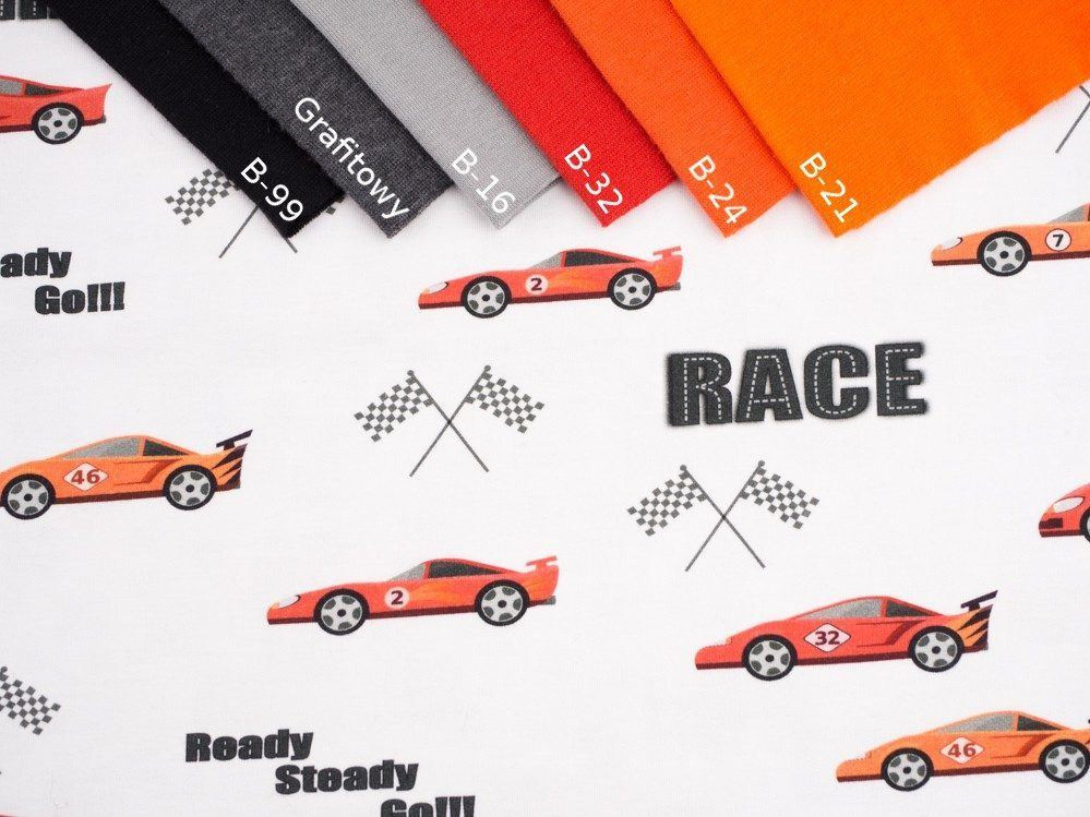 SZYBKIE BRYKI / czerwone na białej - dresówka pętelkowa 