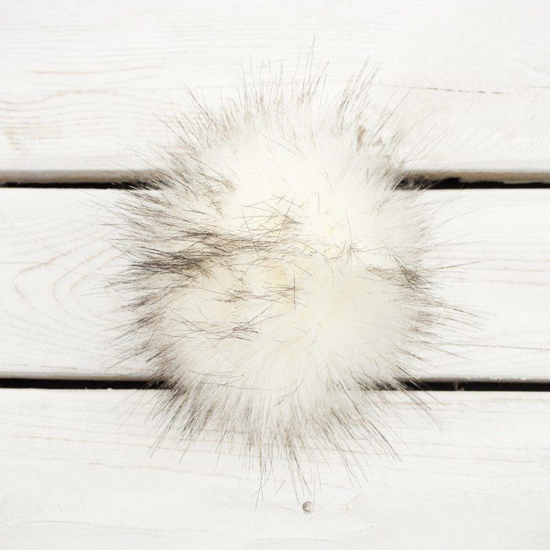 Pomponik futerkowy eko 12cm - melanż biały
