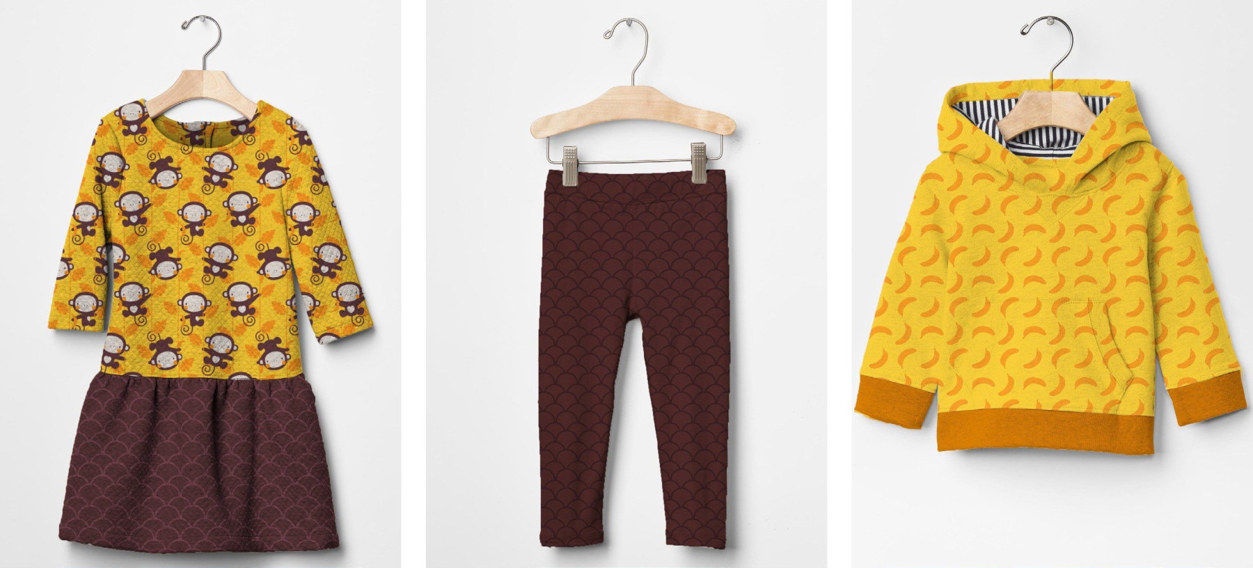 MAŁPI GAJ / banany - dresówka pętelkowa 