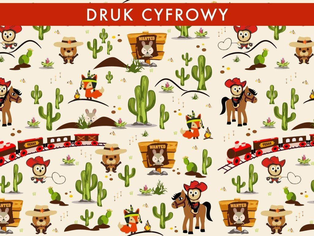 ZWIERZAKI NA DZIKIM ZACHODZIE - Jersey wiskozowy WE210