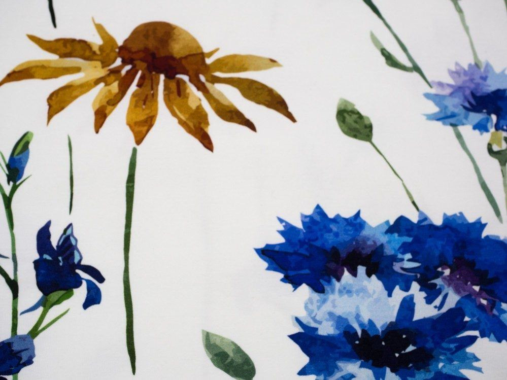 POLNE KWIATY / wanilia - single jersey z elastanem TE210