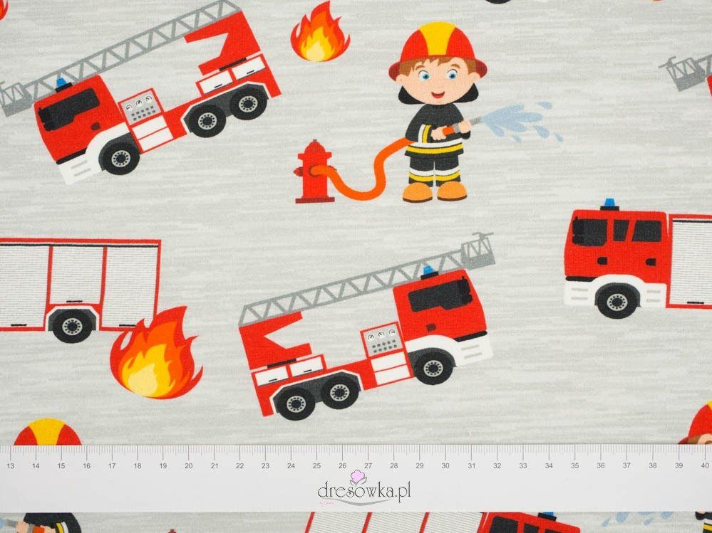WOZY STRAŻACKIE / ogień - Jersey wiskozowy WE210