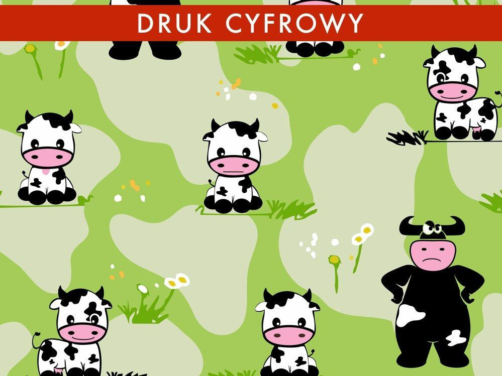 KROWY NA ZIELONYM - Jersey wiskozowy WE210