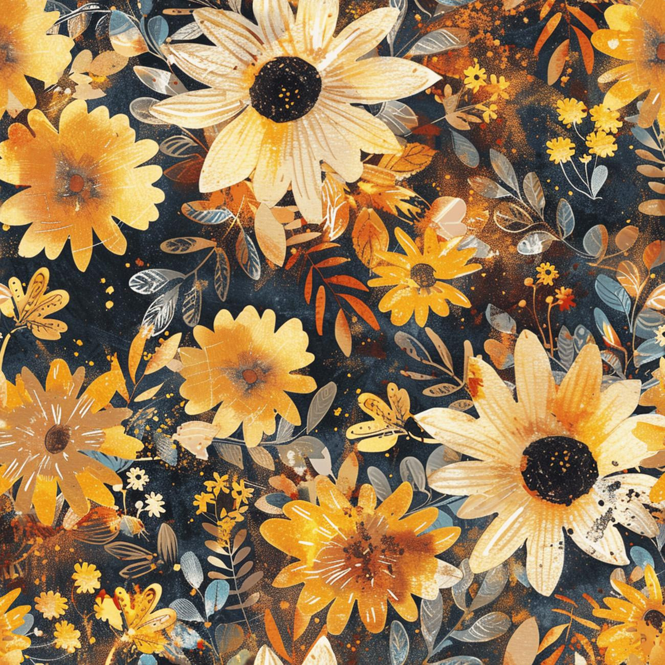 AUTUMN FLOWERS WZ. 9- Welur tapicerski