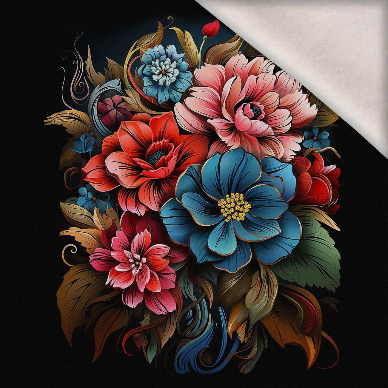 BOUQUET OF FLOWERS WZ.1 - PANEL (75cm x 80cm) dzianina drapana z elastanem ITY