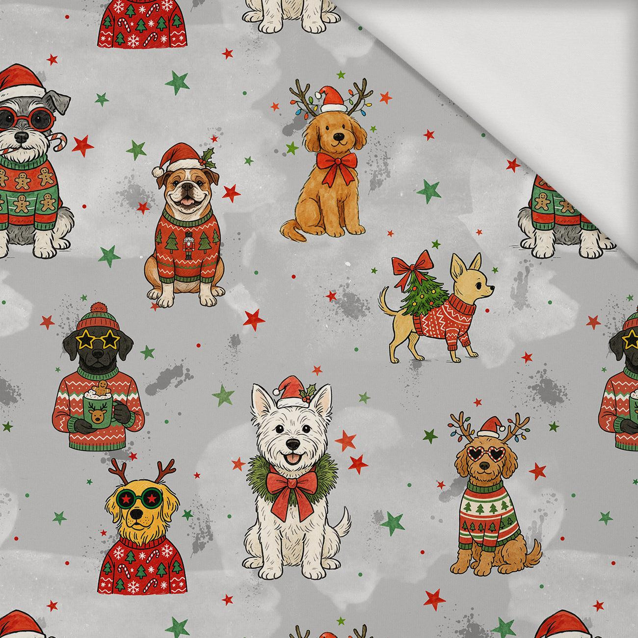 CHRISTMAS DOGS WZ. 1 - Jersey wiskozowy