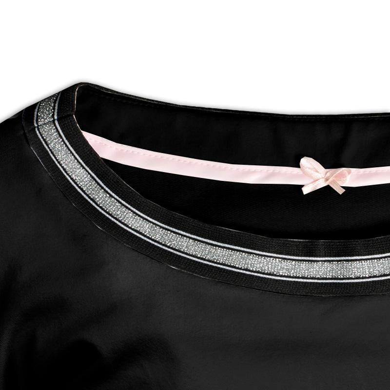 Bluzka dziecięca z baskinką z kryształkową aplikacją (ANGIE) - czarny 134-140 - zestaw do uszycia