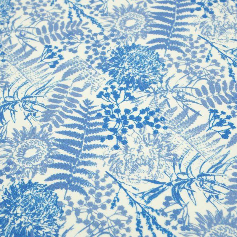 50cm NIEBIESKIE PAPROTKI (CLASSIC BLUE) - Drelich bawełniany