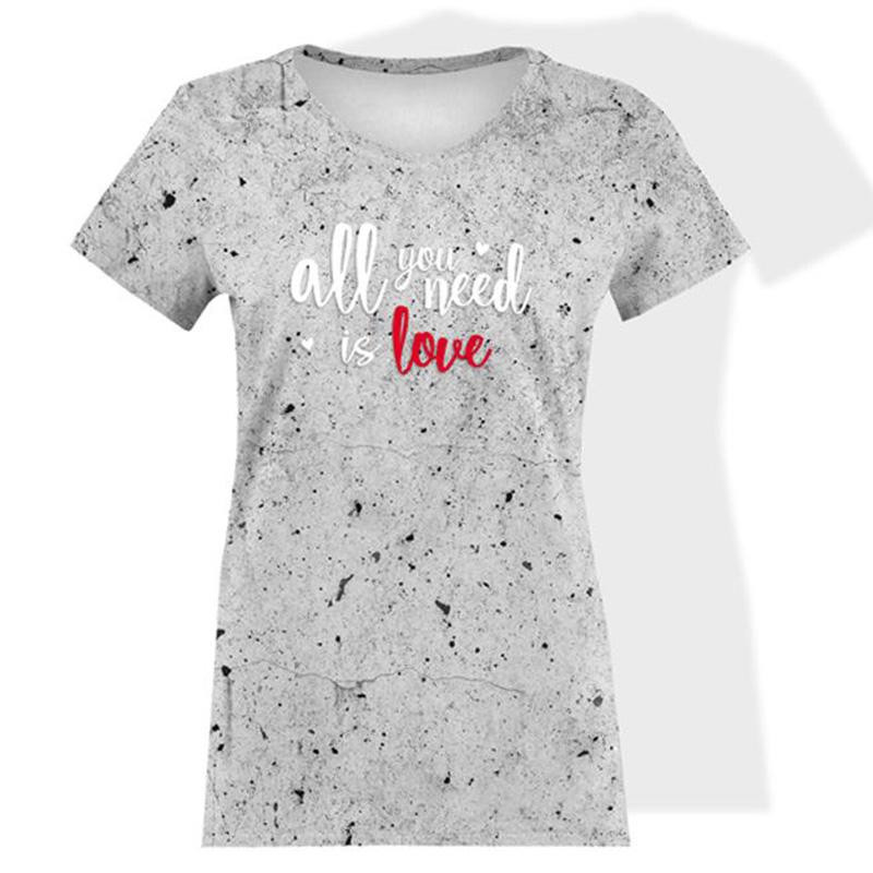 T-SHIRT DAMSKI - ALL YOU NEED IS LOVE / beton - single jersey