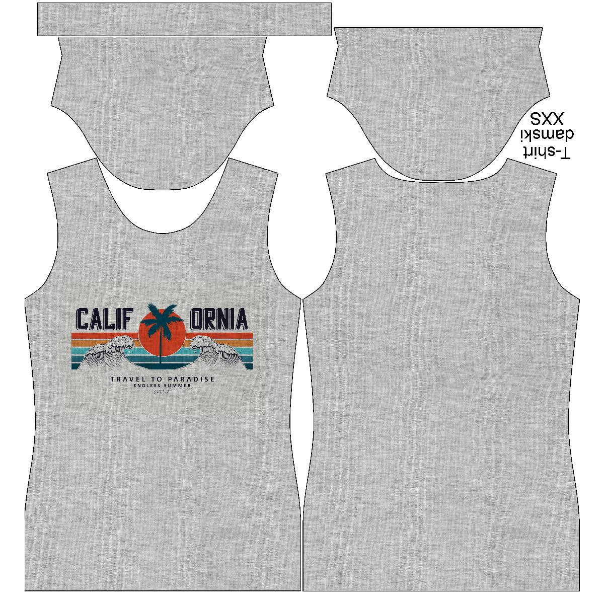 T-SHIRT DAMSKI - CALIFORNIA wz. 1 / melanż jasnoszary - single jersey