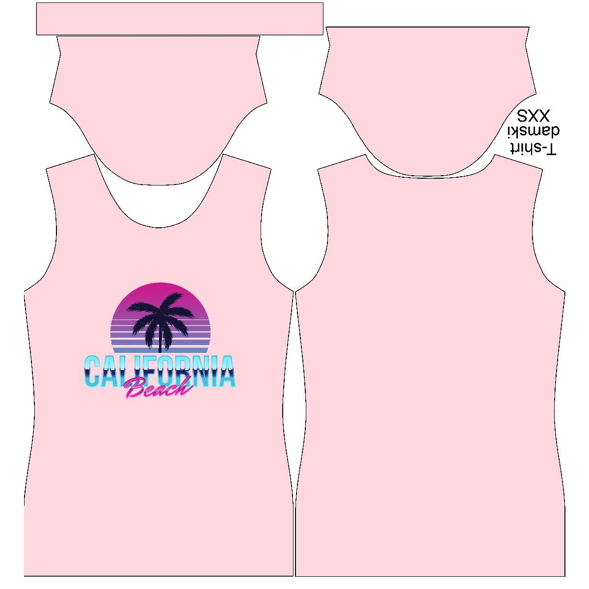 T-SHIRT DAMSKI - CALIFORNIA BEACH / róż - single jersey