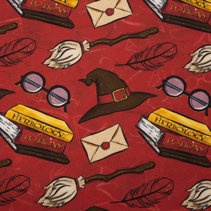 CZARODZIEJSKI MIX WZ. 1 (MAGICZNA SZKOŁA) / czerwona - dresówka pętelkowa