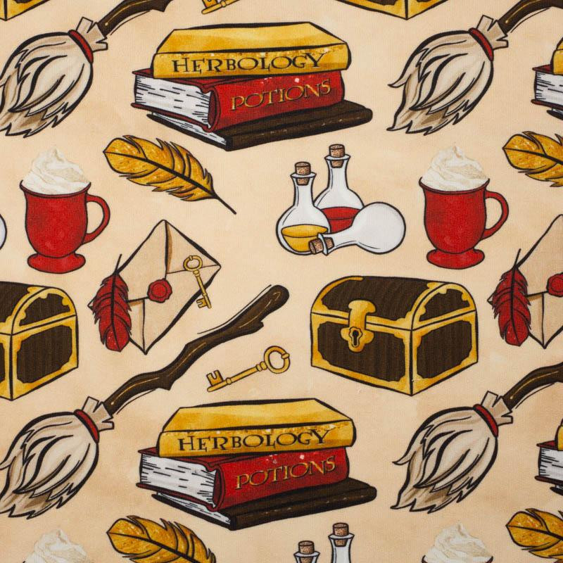 CZARODZIEJSKI MIX WZ. 3 (MAGICZNA SZKOŁA) / beżowy - dresówka pętelkowa