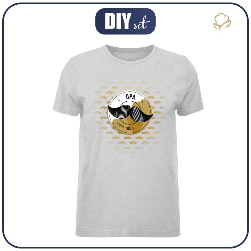 T-SHIRT MĘSKI - Opa weiß alles / wąsy - single jersey