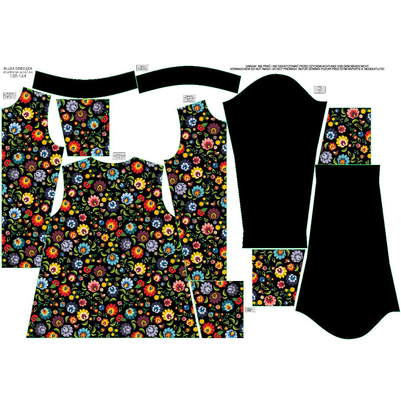 BLUZA ROZPINANA (MAX) - FOLK ŁOWICKI / czarny - DIY set