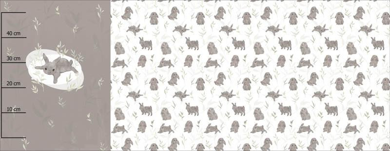 SZARY KRÓLICZEK wz. 2 (PASTELOWE KRÓLICZKI) - panel panoramiczny dzianina pętelkowa (60cm x 155cm)