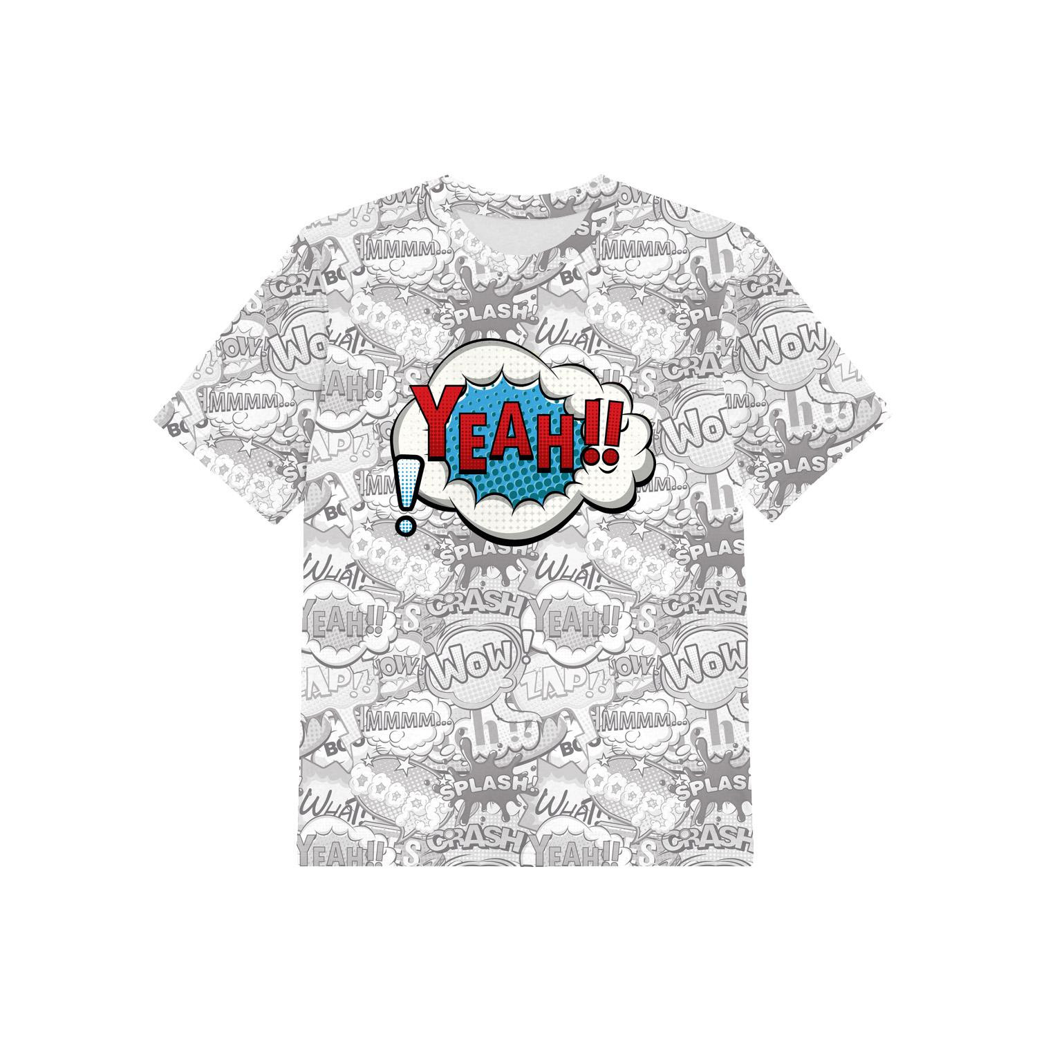 T-SHIRT DZIECIĘCY - KOMIKS / yeah (niebiesko - czerwony) - single jersey