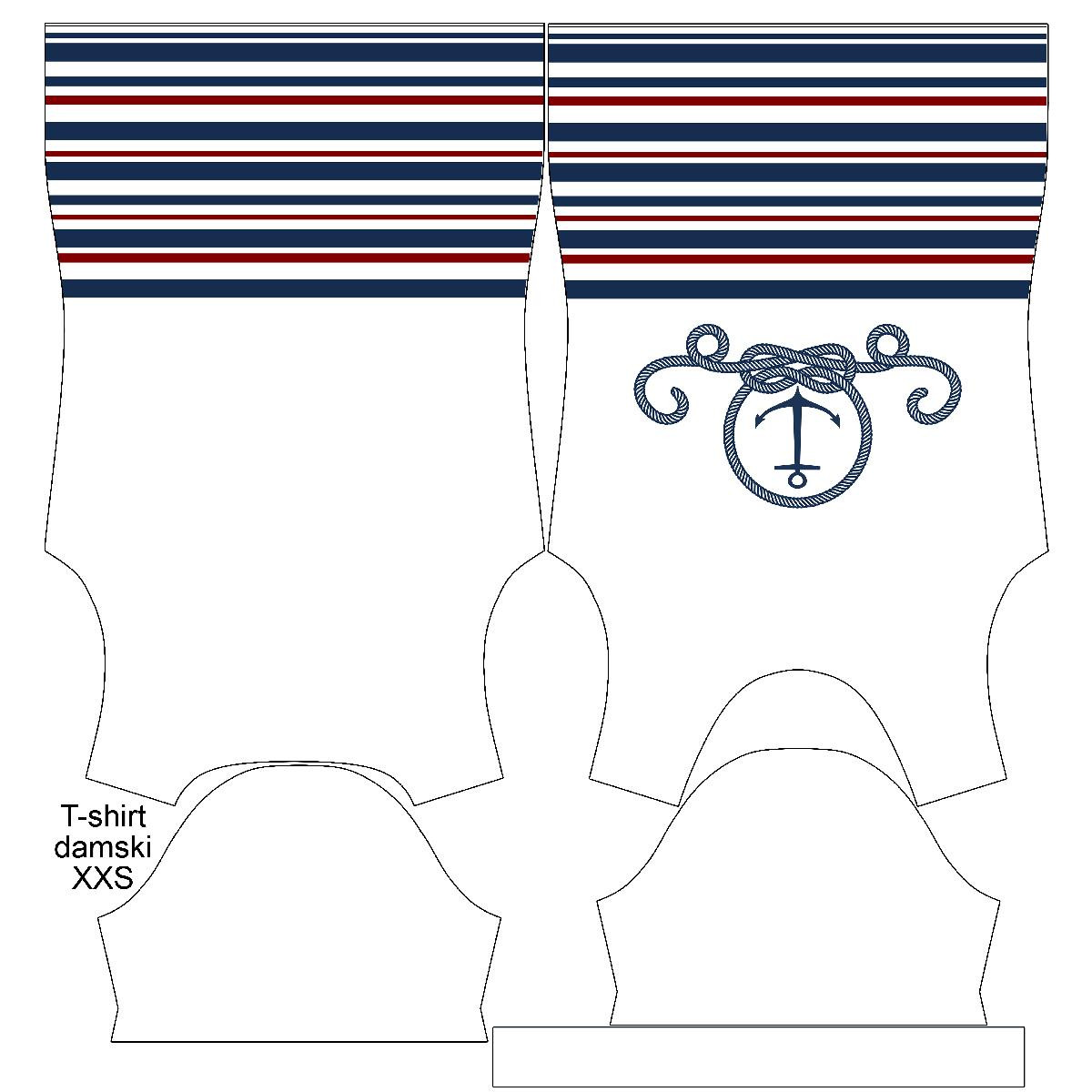 T-SHIRT DAMSKI - KOTWICA / paski (marine) - single jersey