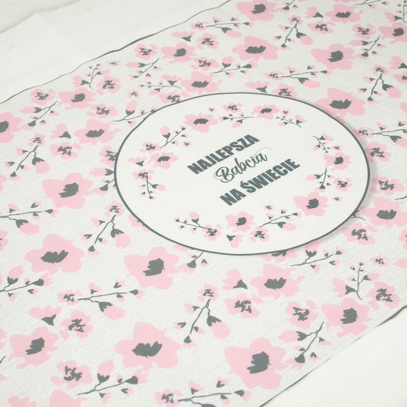 Najlepsza Babcia na Świecie/ malowane kwiaty- panel tkanina bawełniana (50cmx75cm)