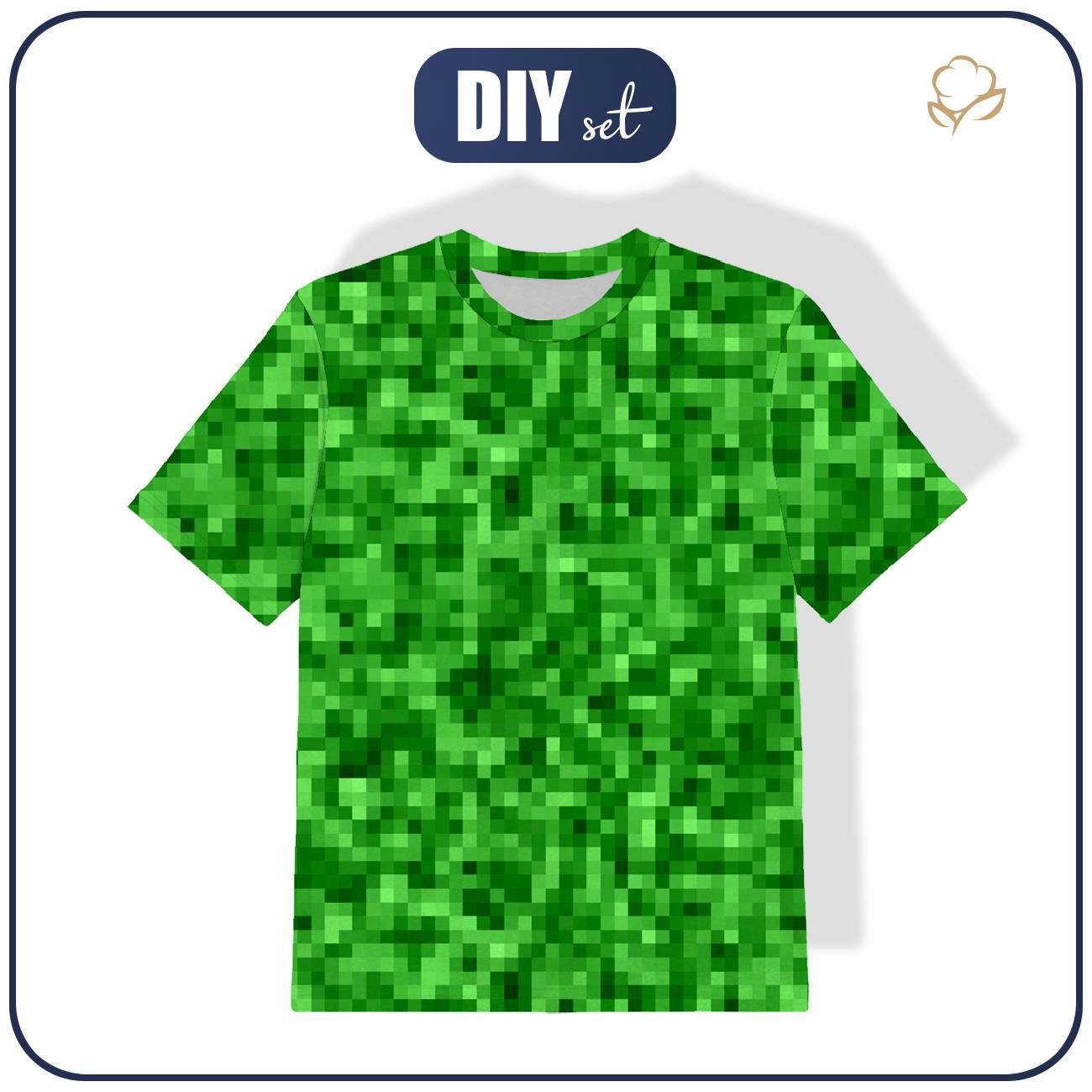 T-SHIRT DZIECIĘCY - PIKSELE WZ. 2 / zielony - single jersey