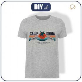 T-SHIRT MĘSKI L - CALIFORNIA wz. 1 / melanż jasnoszary - single jersey 