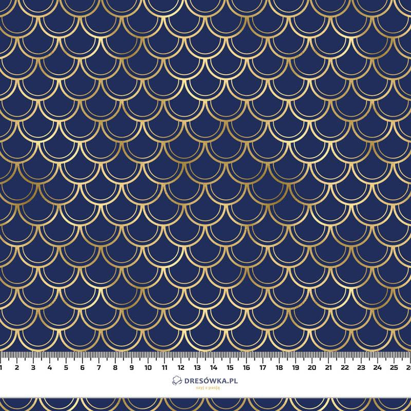 ZŁOTE ŁUSKI wz. 2 (ZŁOTY OCEAN) / granatowy - lycra 300g