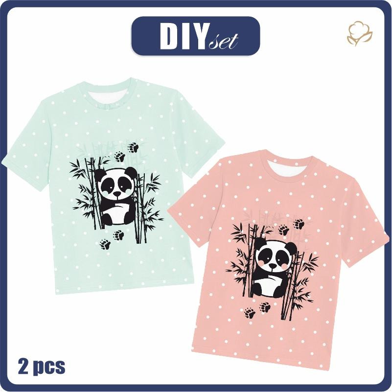 2-PACK - T-SHIRT DZIECIĘCY - PANDY - ZESTAW DO USZYCIA