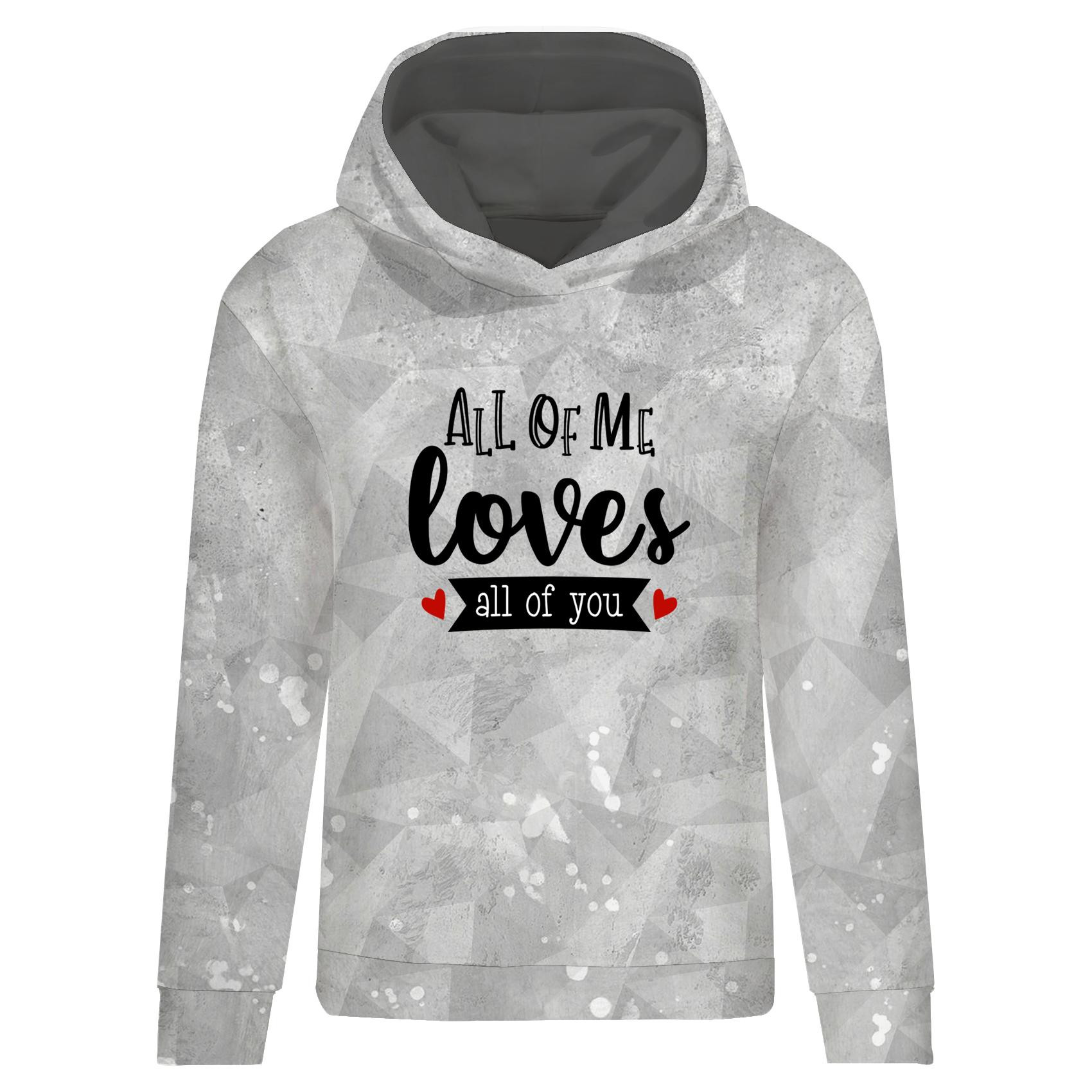 BLUZA DAMSKA (POLA) CLASSIC Z KAPTUREM - ALL OF ME LOVES ALL OF YOU (BE MY VALENTINE) / LÓD - dzianina pętelkowa 