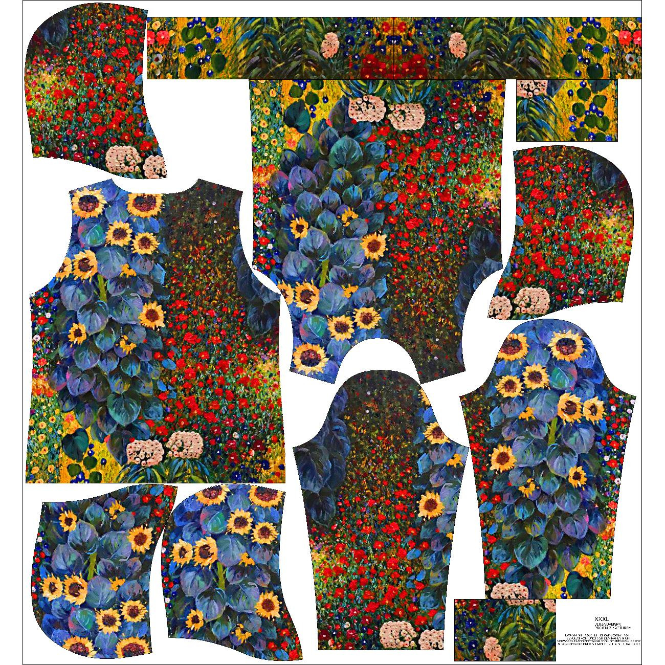 BLUZA DAMSKA (POLA) CLASSIC Z KAPTUREM - FARM GARDEN WITH SUNFLOWERS (Gustav Klimt) - zestaw do uszycia