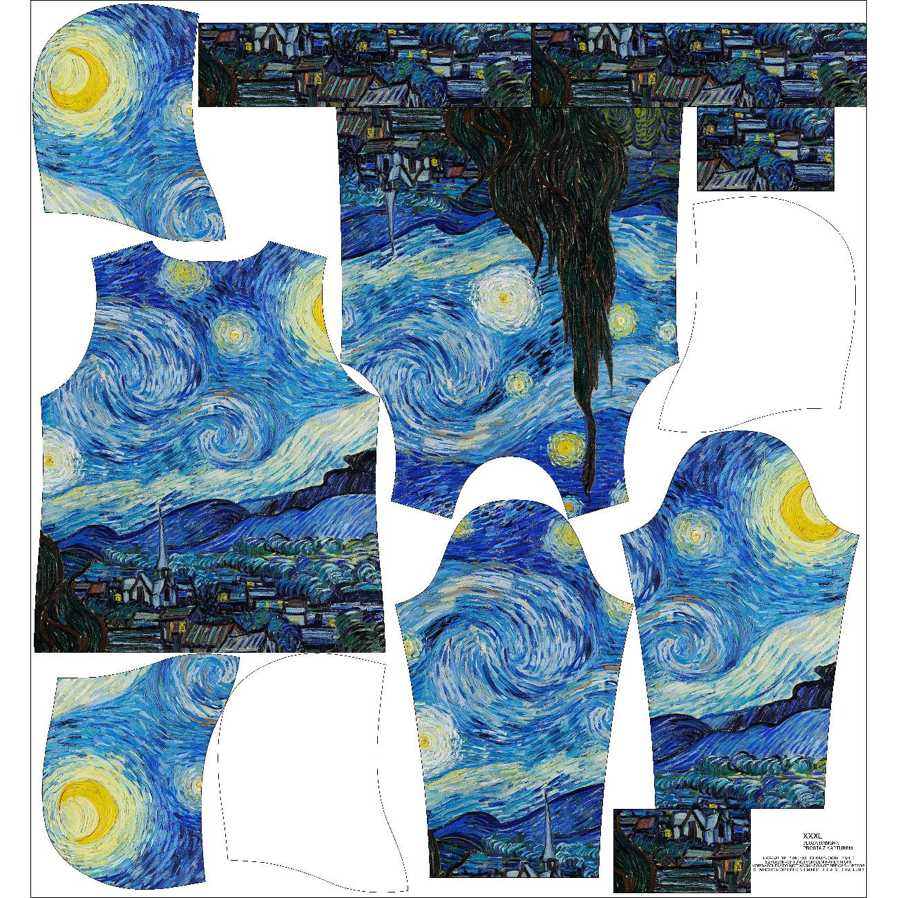 BLUZA DAMSKA (POLA) CLASSIC Z KAPTUREM - GWIAŹDZISTA NOC (Vincent van Gogh) - zestaw do uszycia