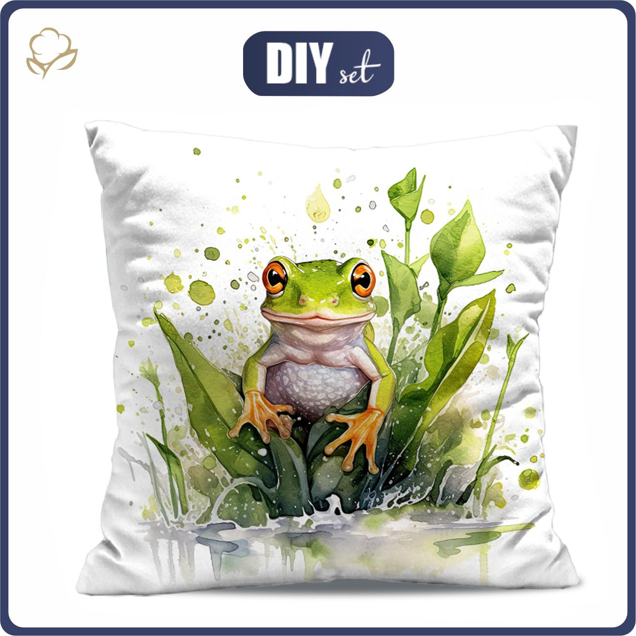 PODUSZKA 45X45 - WATERCOLOR FROG - zestaw do uszycia