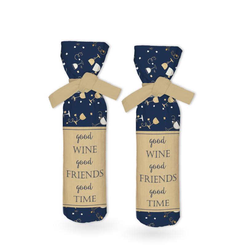 POKROWIEC NA BUTELKĘ - GOOD WINE, GOOD FRIENDS, GOOD TIME - DIY set 