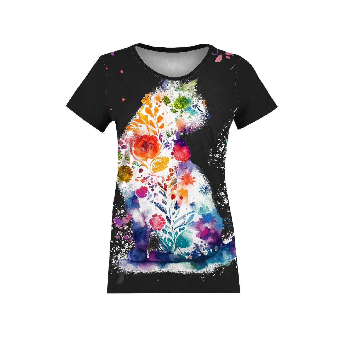 T-SHIRT DAMSKI - WATERCOLOR CAT WZ. 2 - zestaw do uszycia